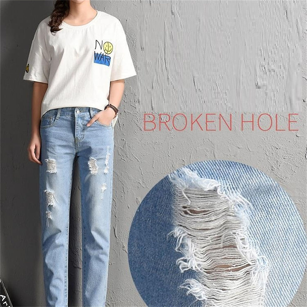 Thumbnail: Mid Waist Boyfriend Ripped Jeans