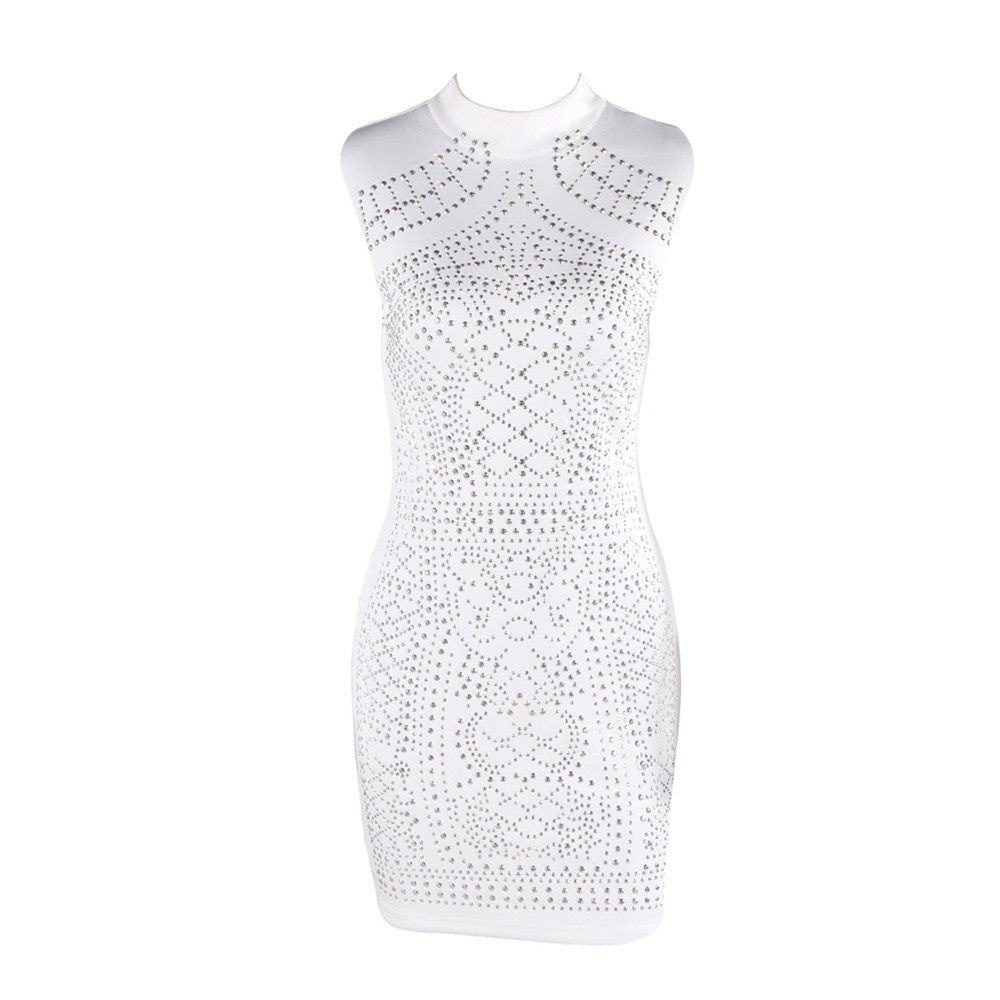 Sleeveless Studded Geometric Dress