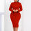 Thumbnail: Closed Collar Full Sleeve Solid Sheath Dress
