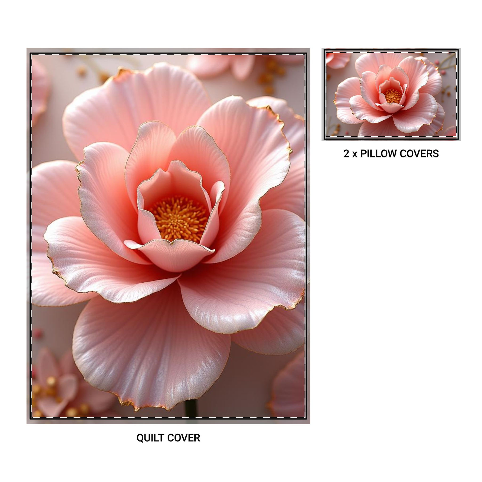 Floral Quilt Pink Peony 3-Pc. (1 Duvet Cover + 2 Pillow Shams)