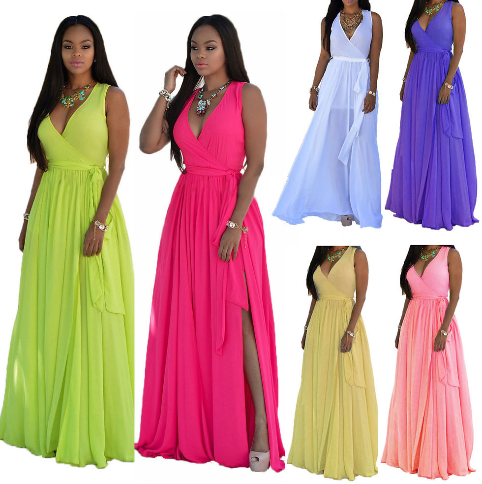 Thumbnail: Curvy Women's Deep v Neck Long Maxi Dress