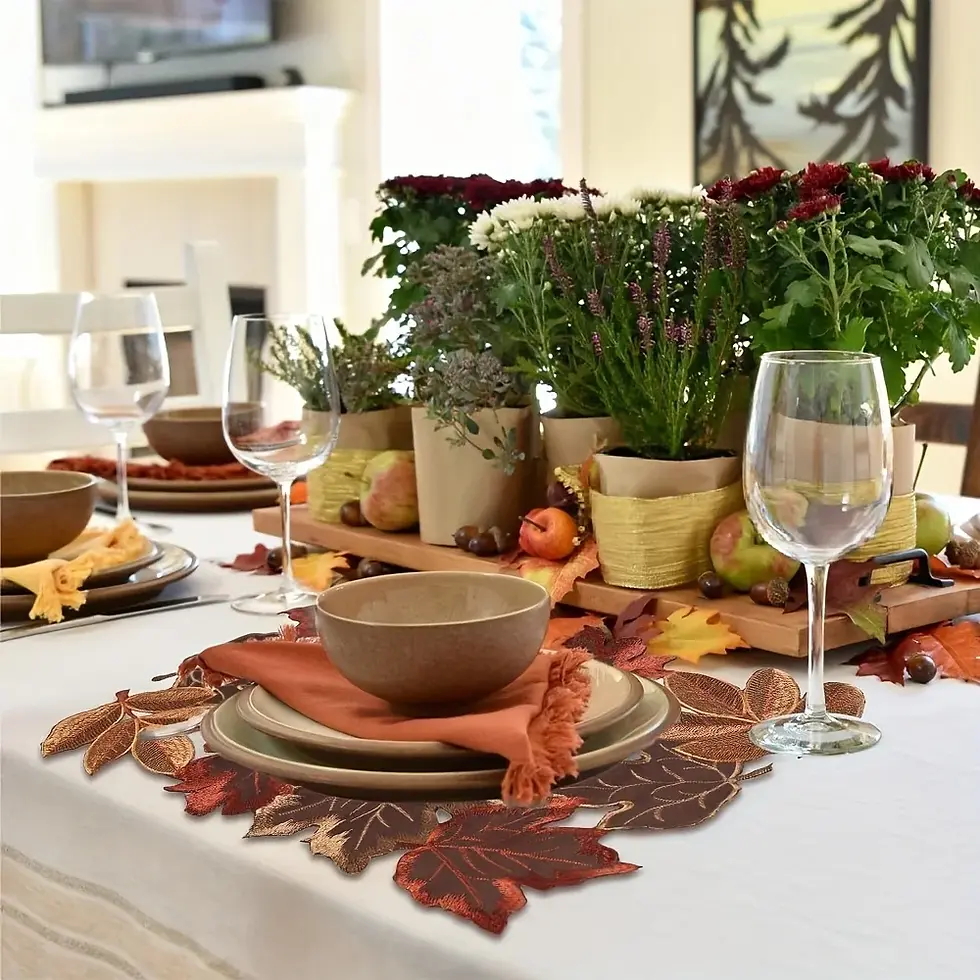 Miniatura: 1Pc. Autumn Maple Leaf Embroidered Table Runner