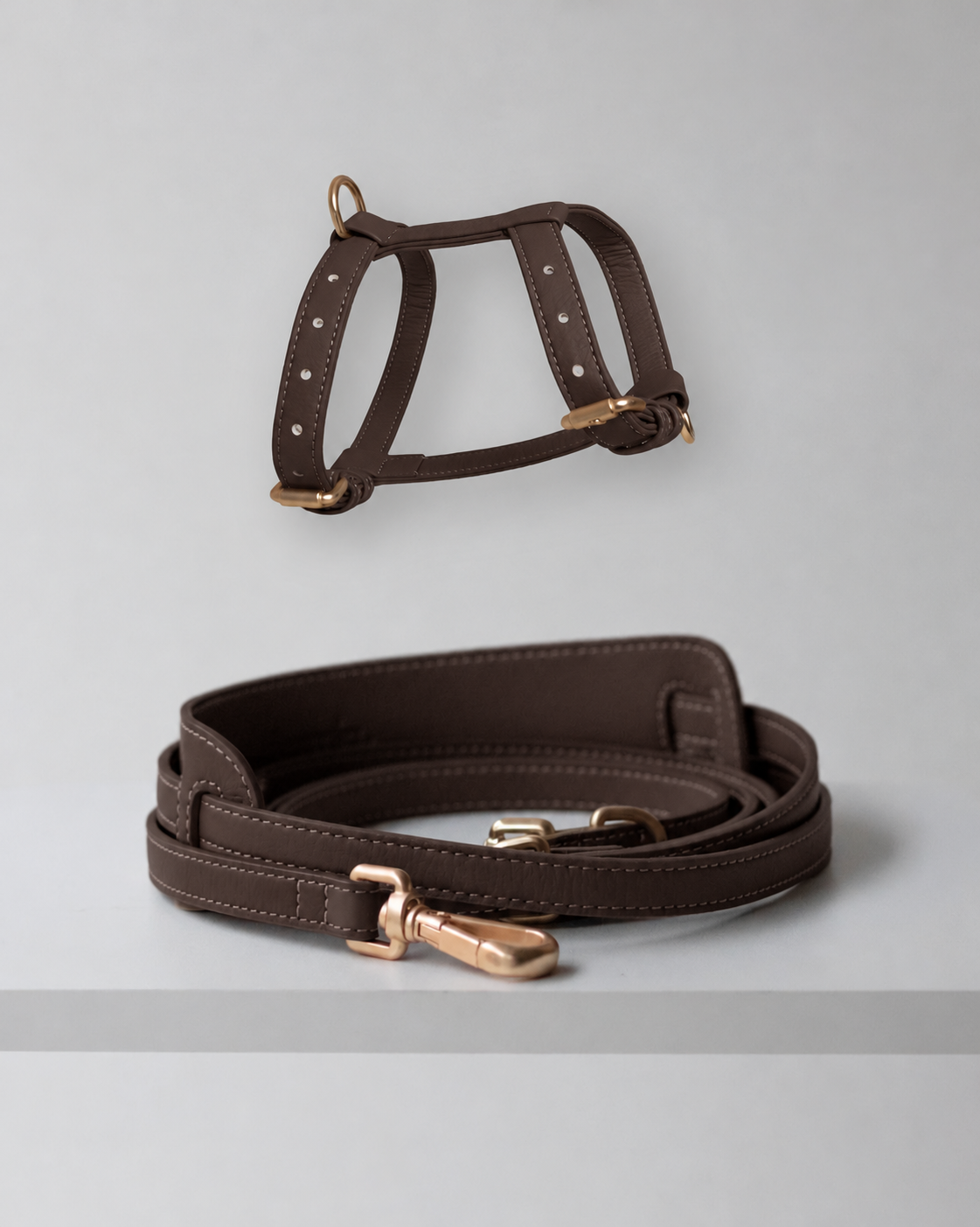Set postroje a crossbody vodítka | Rich Espresso