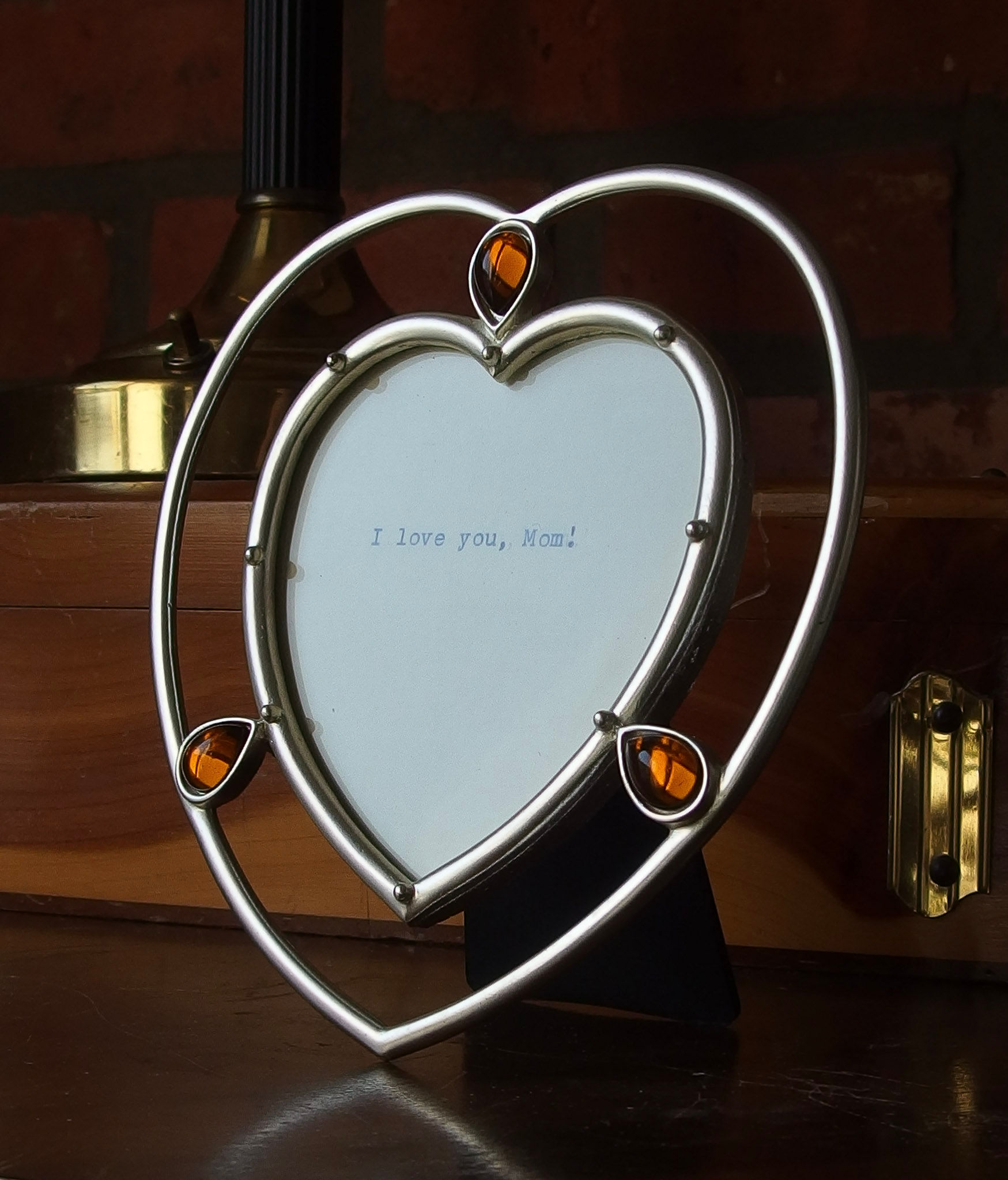 Vintage Heart Frame with Brown Glass Accents