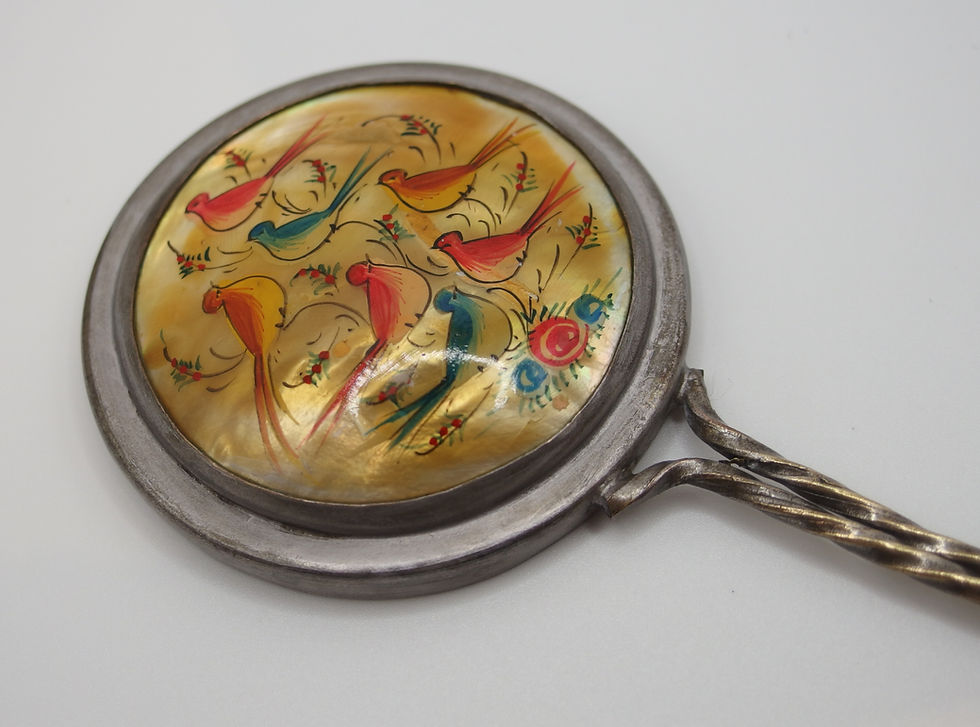 Thumbnail: Sterling Silver & Mother of Pearl Mini Hand Mirror