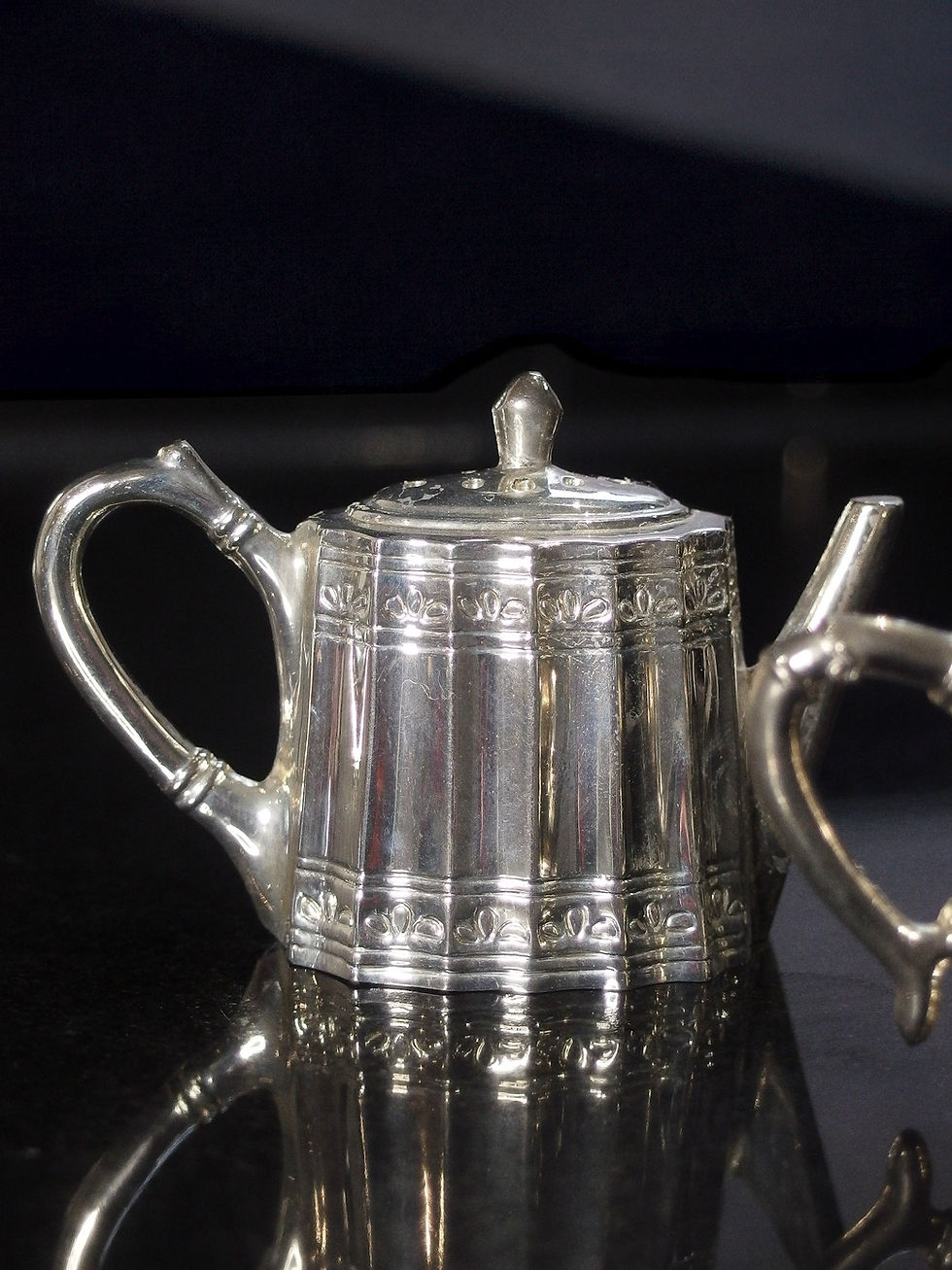 Thumbnail: Vintage Godinger Silver Teapot S&P Shakers