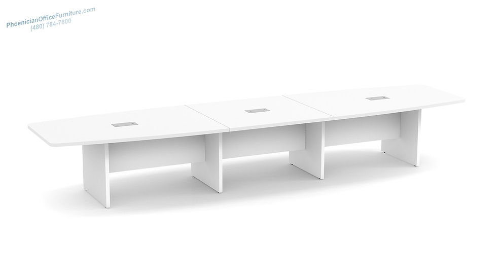 Thumbnail: 16 ft Boat Shaped Conference Table in White