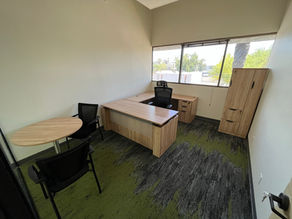 Natural Aspen U Desk with Small Table and Wardrobe