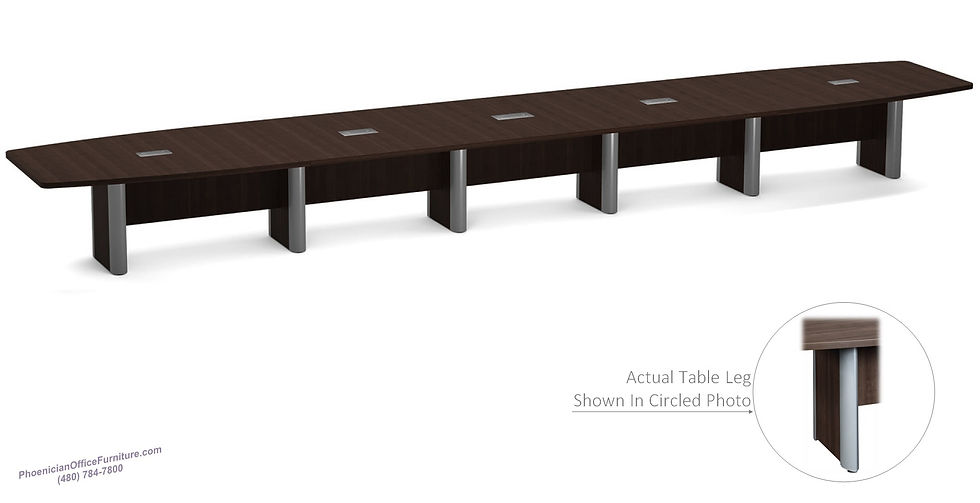 Thumbnail: 24ft Modern Conference Table in JAVA. Table Legs Hide the Wires.