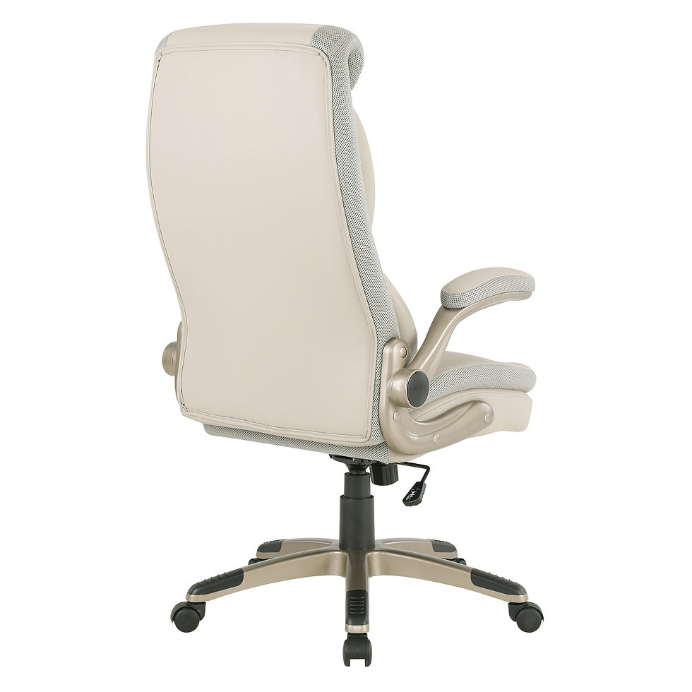 Thumbnail: Beige Tan Taupe Ergonomic Chair with Headrest and Flip Up Arms