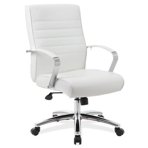White Mid Back Conference Chair. Cushioned.