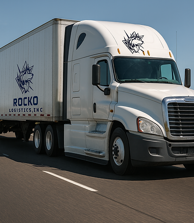 Rocko Logistics freight truck operated by professional drivers