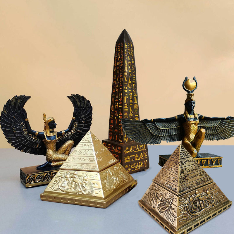 Ancient Egypt Pyramid Obelisk Statue,Isis God Figurines Egyptian Magic Marriage