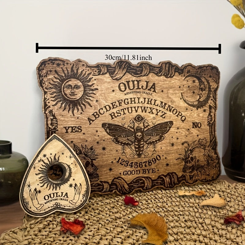 2pcs Wooden Gothic Ouija Board with Planchette, Divination Board, Talkin Spirit