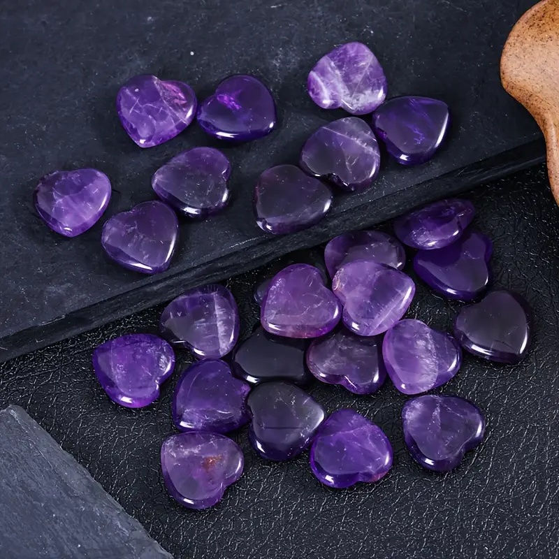 [Natural Amethyst Crystal] 30pcs Natural Amethyst Crystal Heart-Shaped Gemstone 