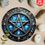 Thumbnail: Vintage Witchcraft  Metal Wall Art, 8" Round Tin Sign with Blue Glowing Star, Ru