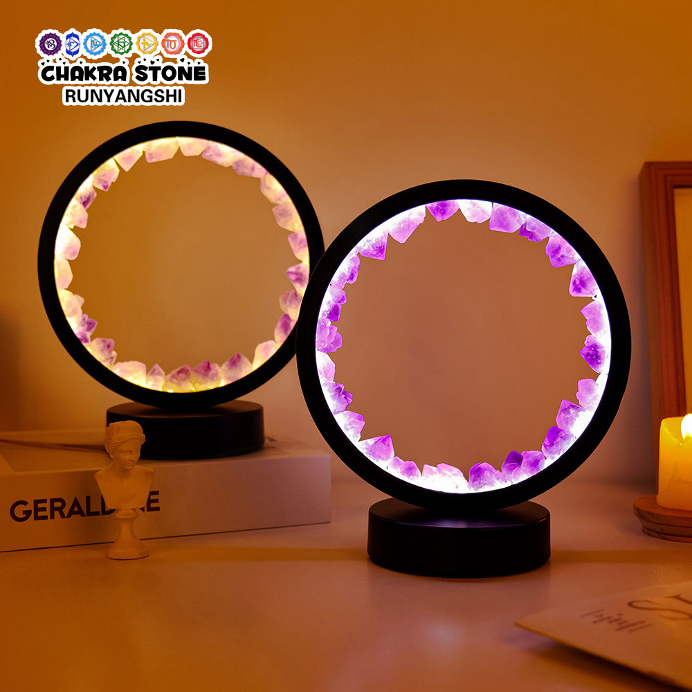 Led Crystal Lamp Room Decoration Natural Gemstone Amethyst Healing Stone Home De