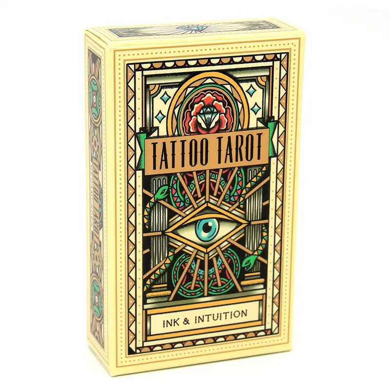 1pc Tattoo Tarot Deck, 78-Card Paper Material Divination Set, Ideal for Beginner