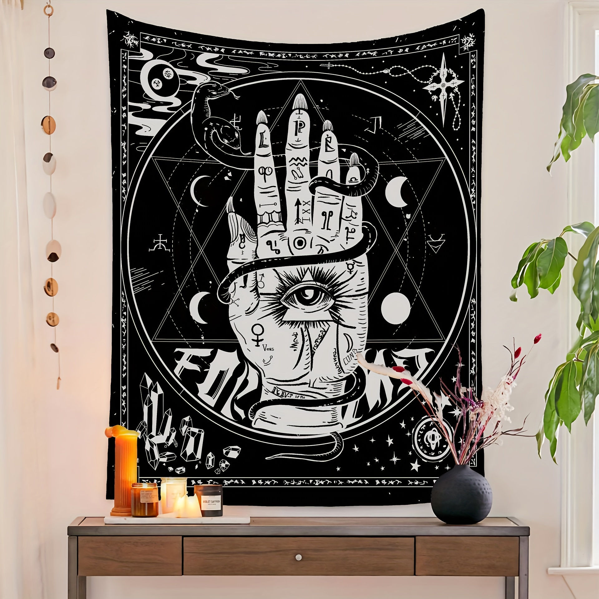 1pc, tarot finger pattern decoration tapestry, suitable for living room, bedroom