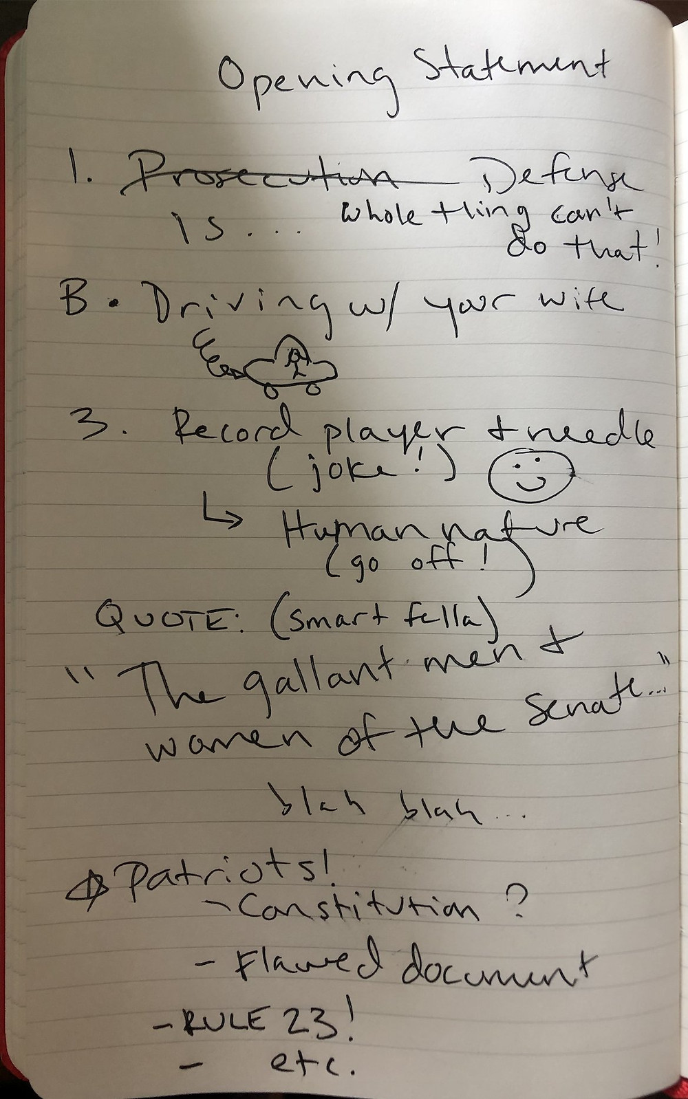 A piece of notebook paper with a random list of things on it
