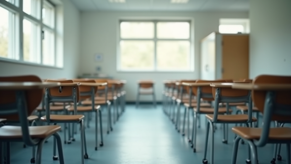 eye-level view of a quiet study room with desks and chairs