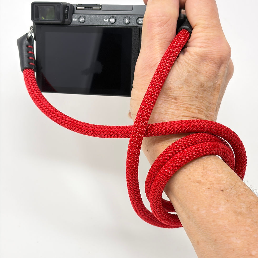 Thumbnail: CORDY SLIM - Handmade Red Premium Braided Rope & Italian Leather Camera Strap