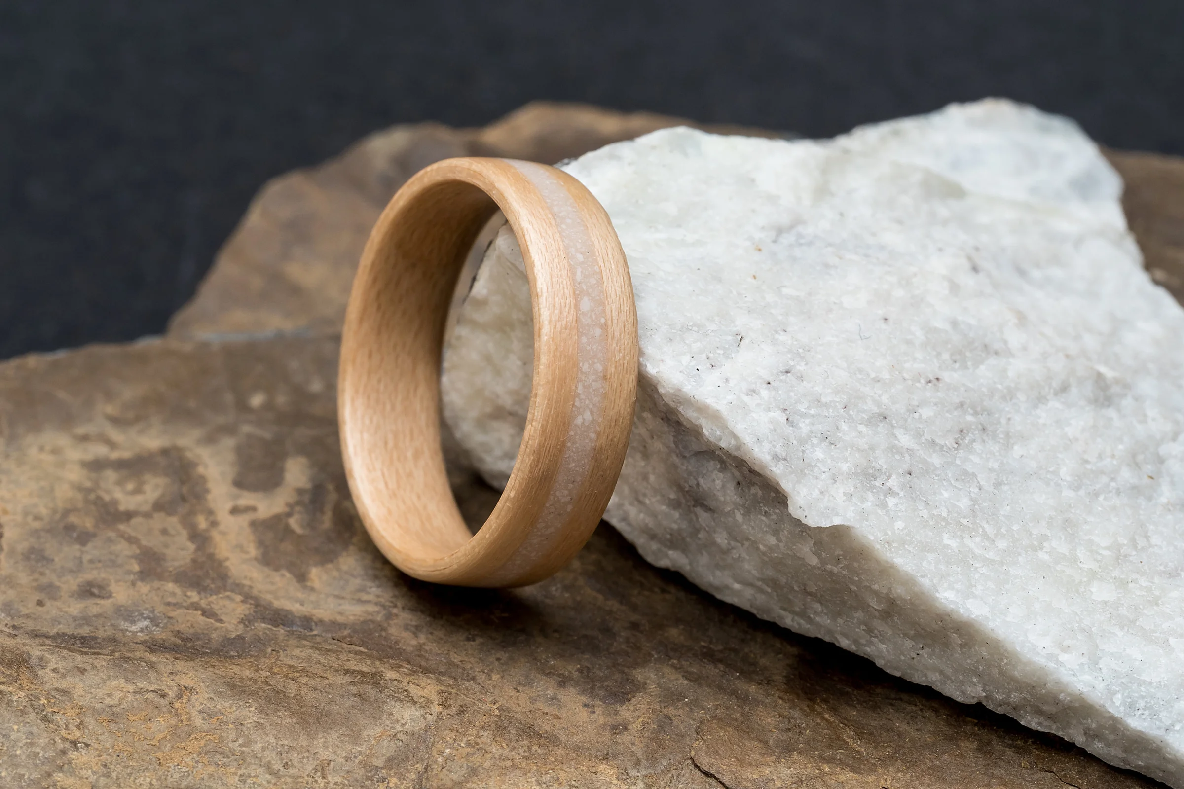 Ammonite Handmade Beechwood Ring