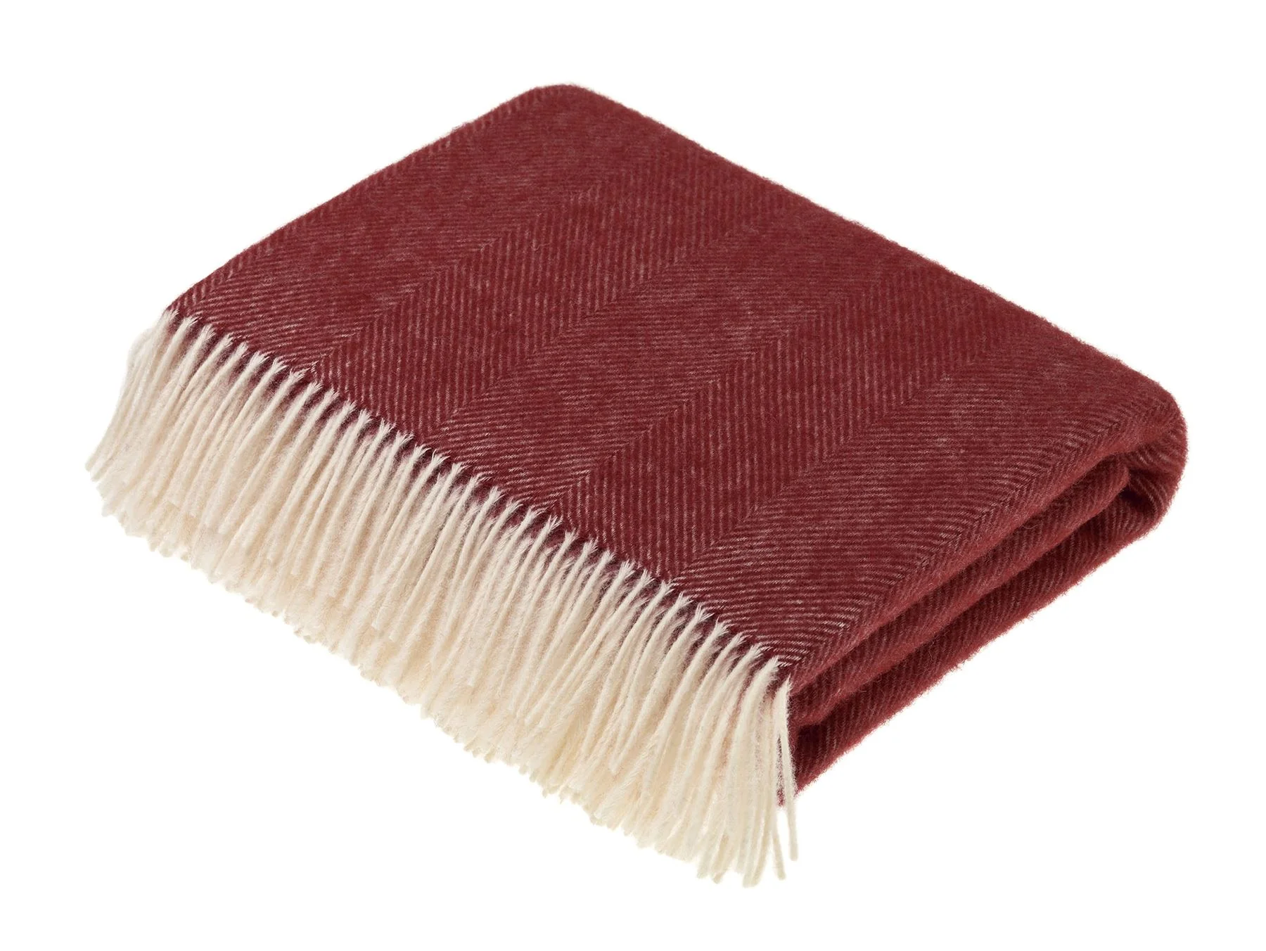 Wool Blanket Online - Herringbone Shetland Pure New Wool Throw - Red