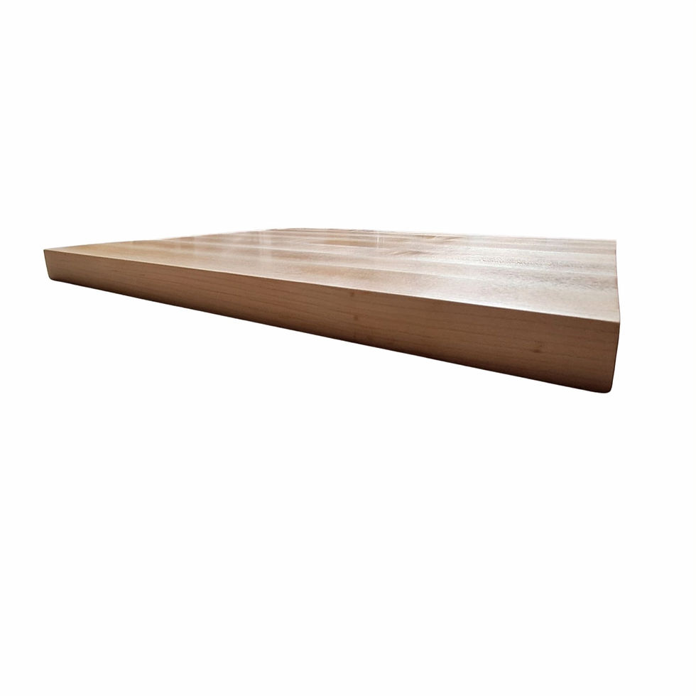 Thumbnail: A thick, light-colored maple wooden cutting board with a prominent grain is the central focus,