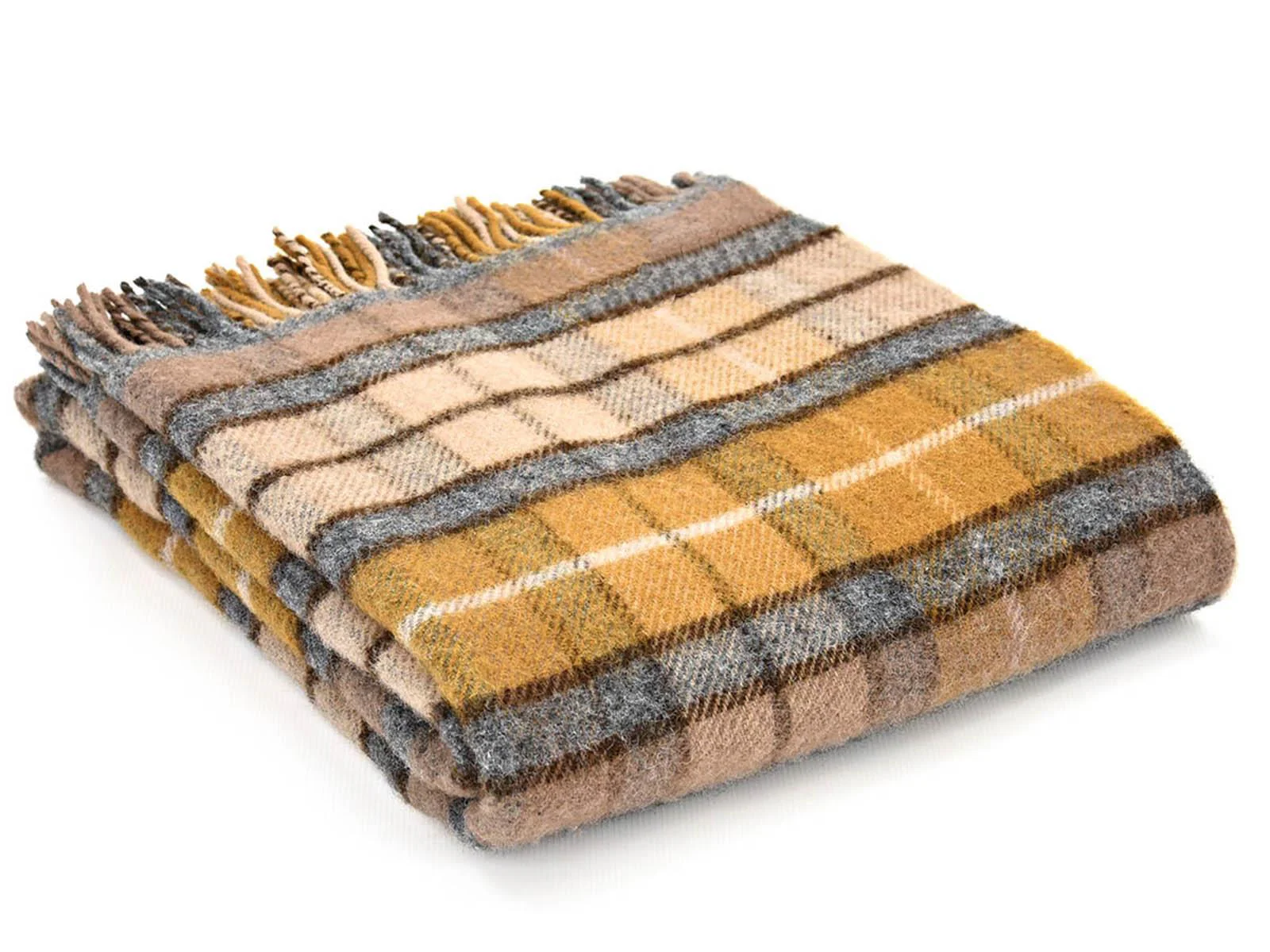 Wool Blanket Online - Tartan Pure New Wool Blanket - Natural Buchanan