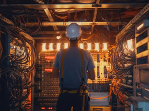 Worker in front of an electric panel