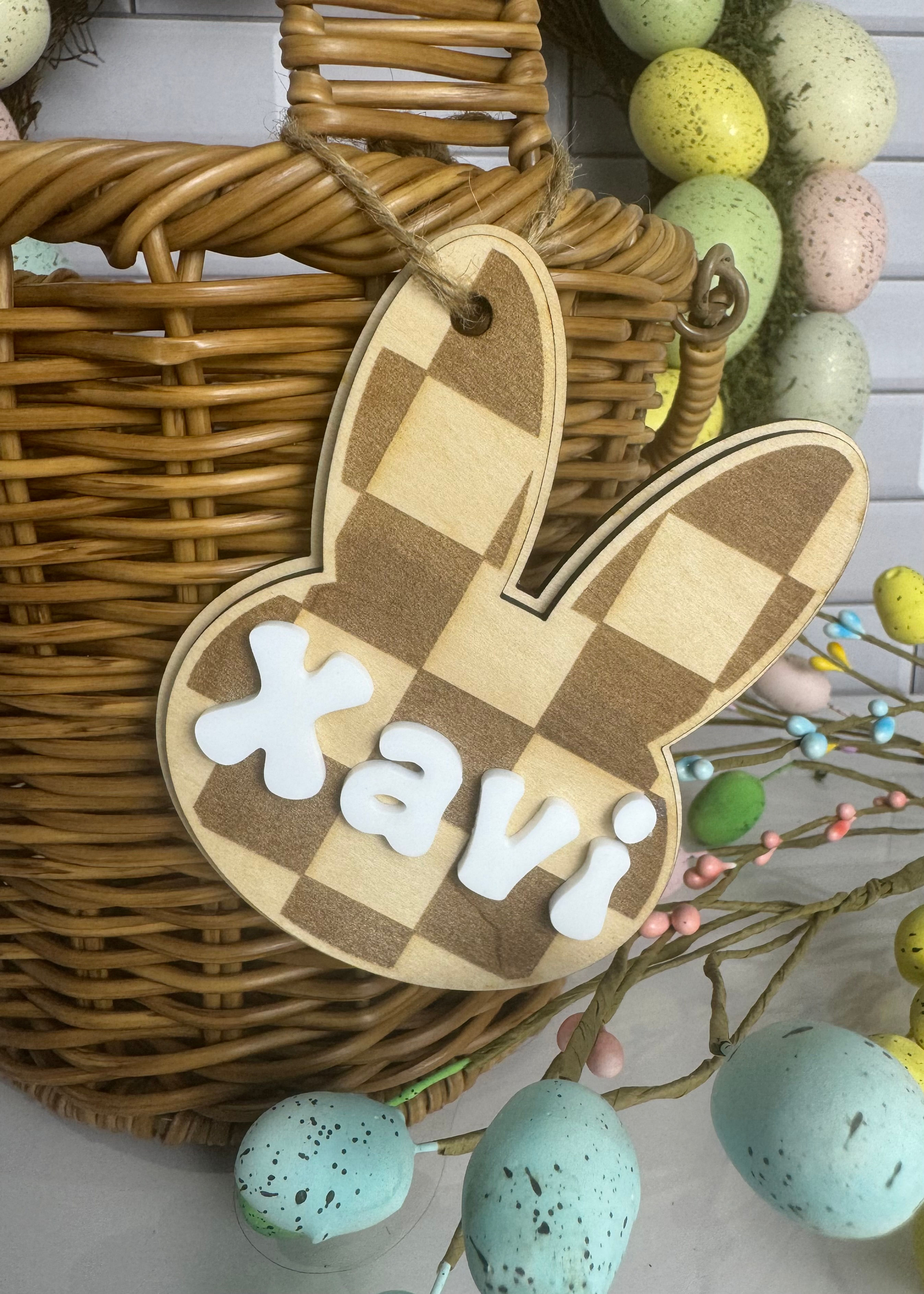 Checked Easter Name Tag