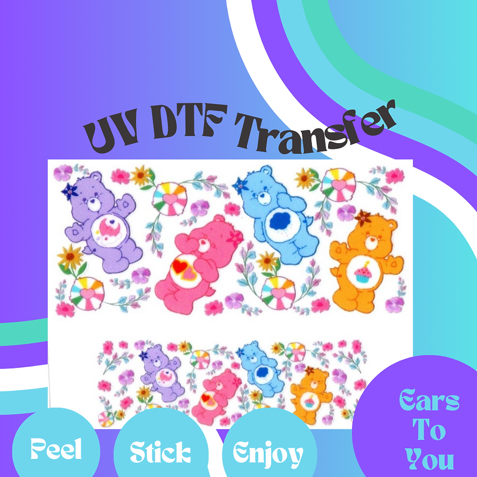 Care Bears Tumbler Keychain UV DTF Transfer