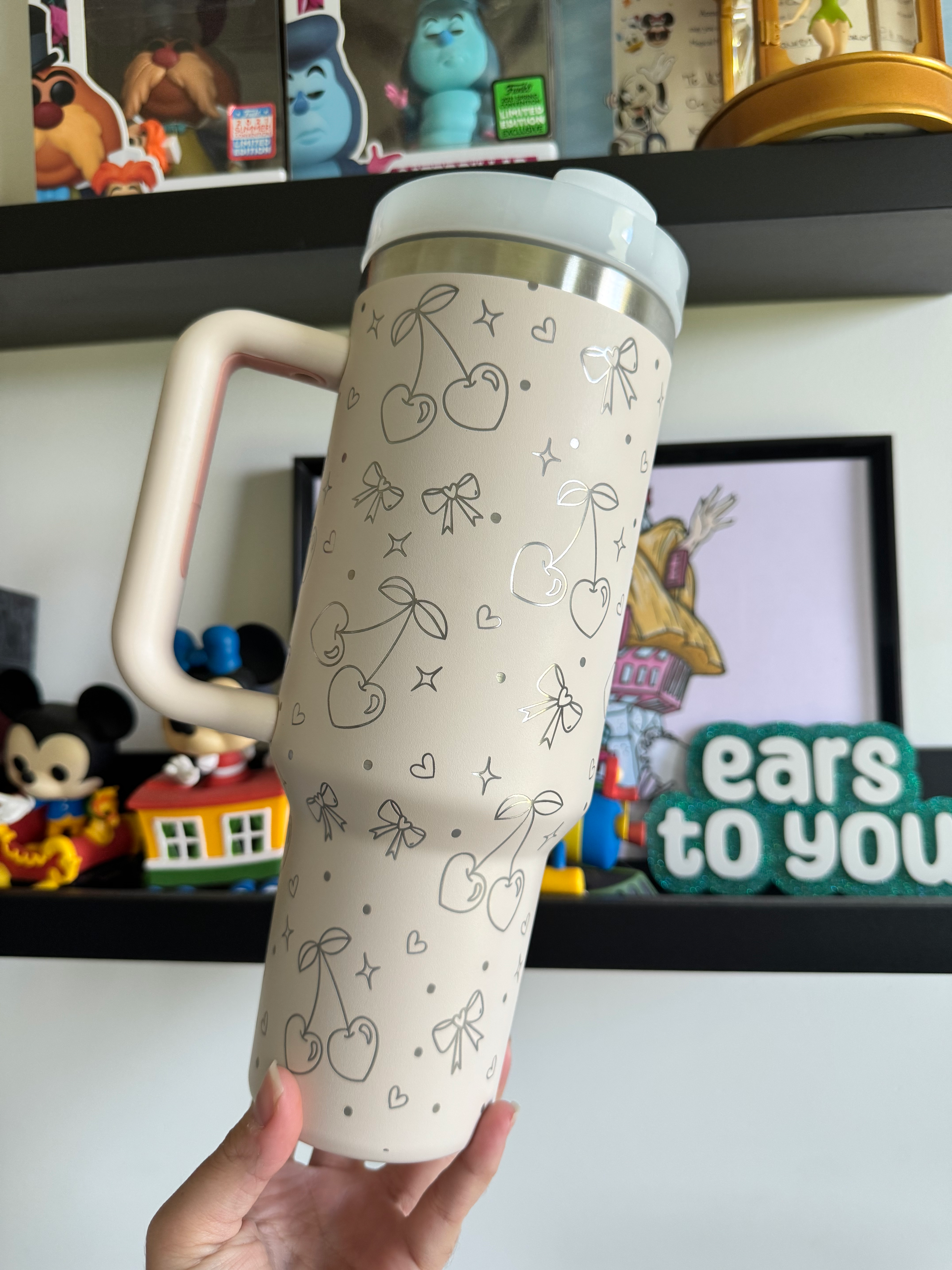 Cherry and coquettes 40oz engraved tumbler 