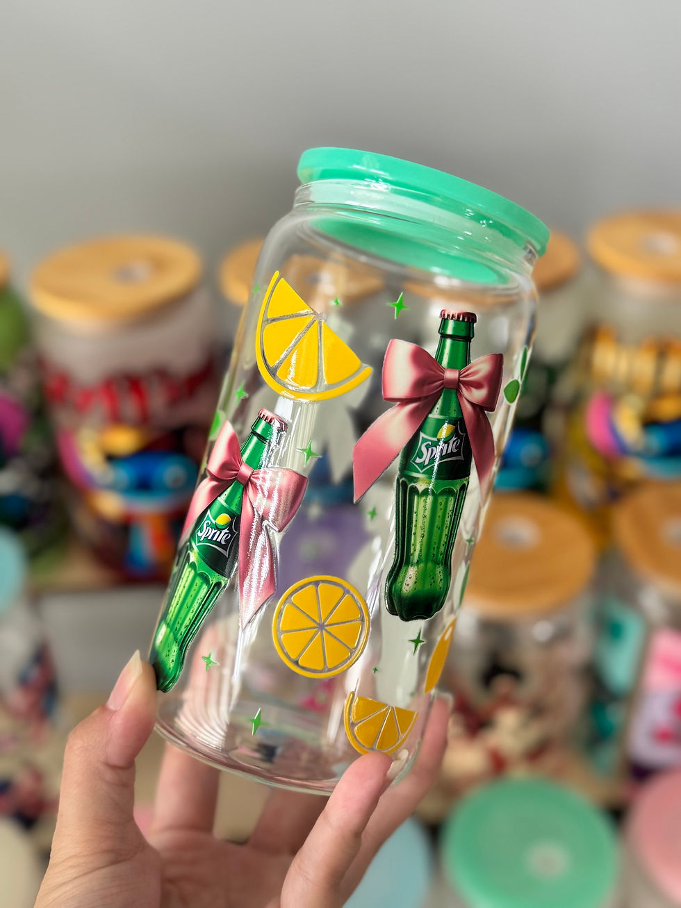 Sprite and Bows 16oz Beer Can Glass