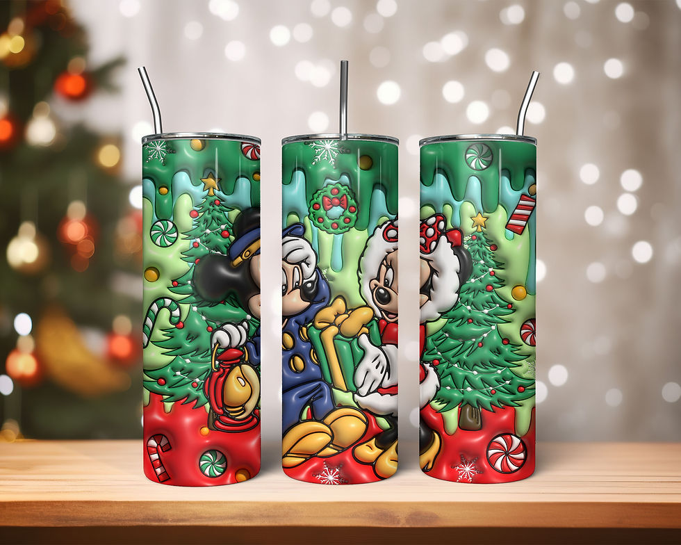 Mickey and Minnie Christmas Puff 20oz Insulated Tumbler