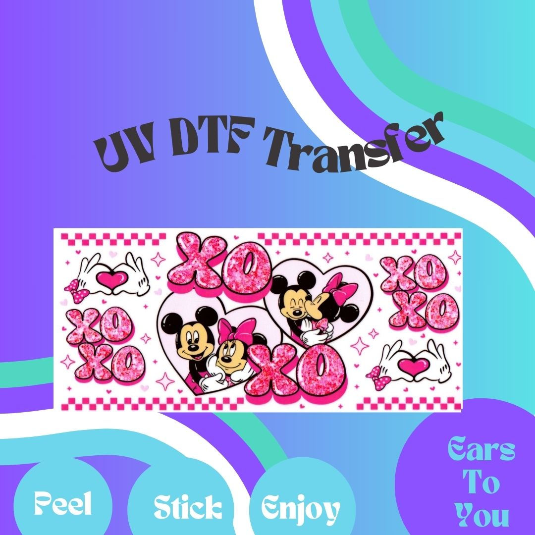 Valentine Minnie and Mickey 16oz UV DTF Transfer