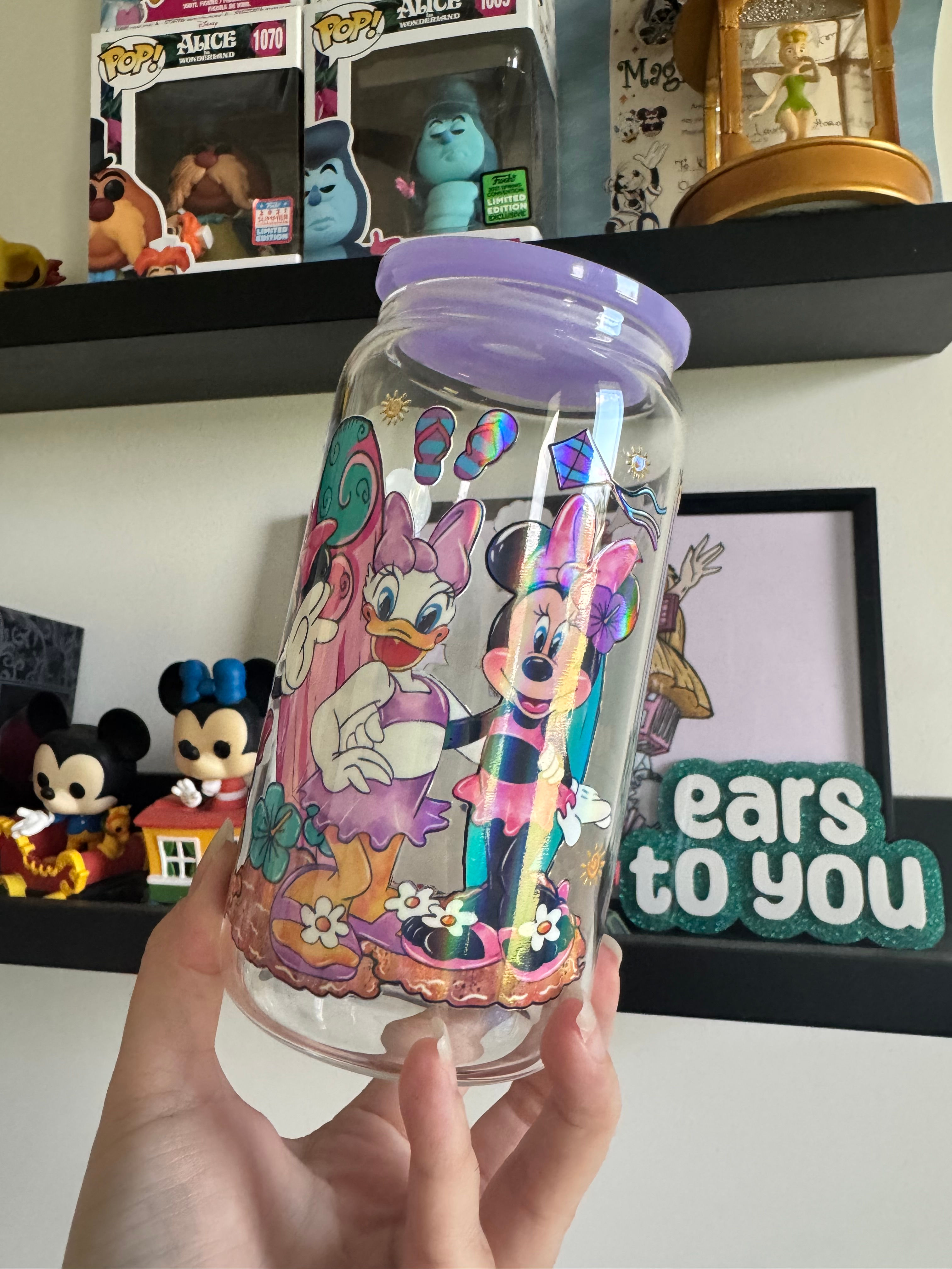 Minnie and Daisy Holographic 16oz Glitter Beer Can