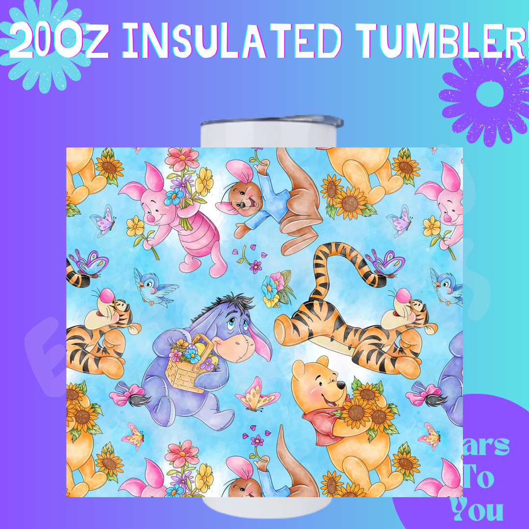 Blue Pooh Bear 20oz Insulated Tumbler