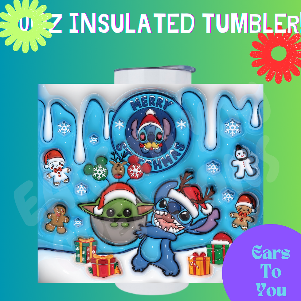 Stitch x Grogu Christmas Puff 20oz Insulated Tumbler