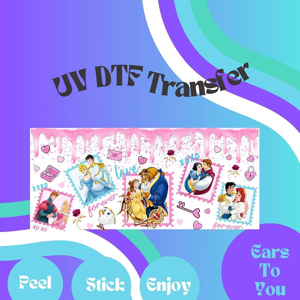 Disney Princess Valentines Day 16oz UV DTF Transfer