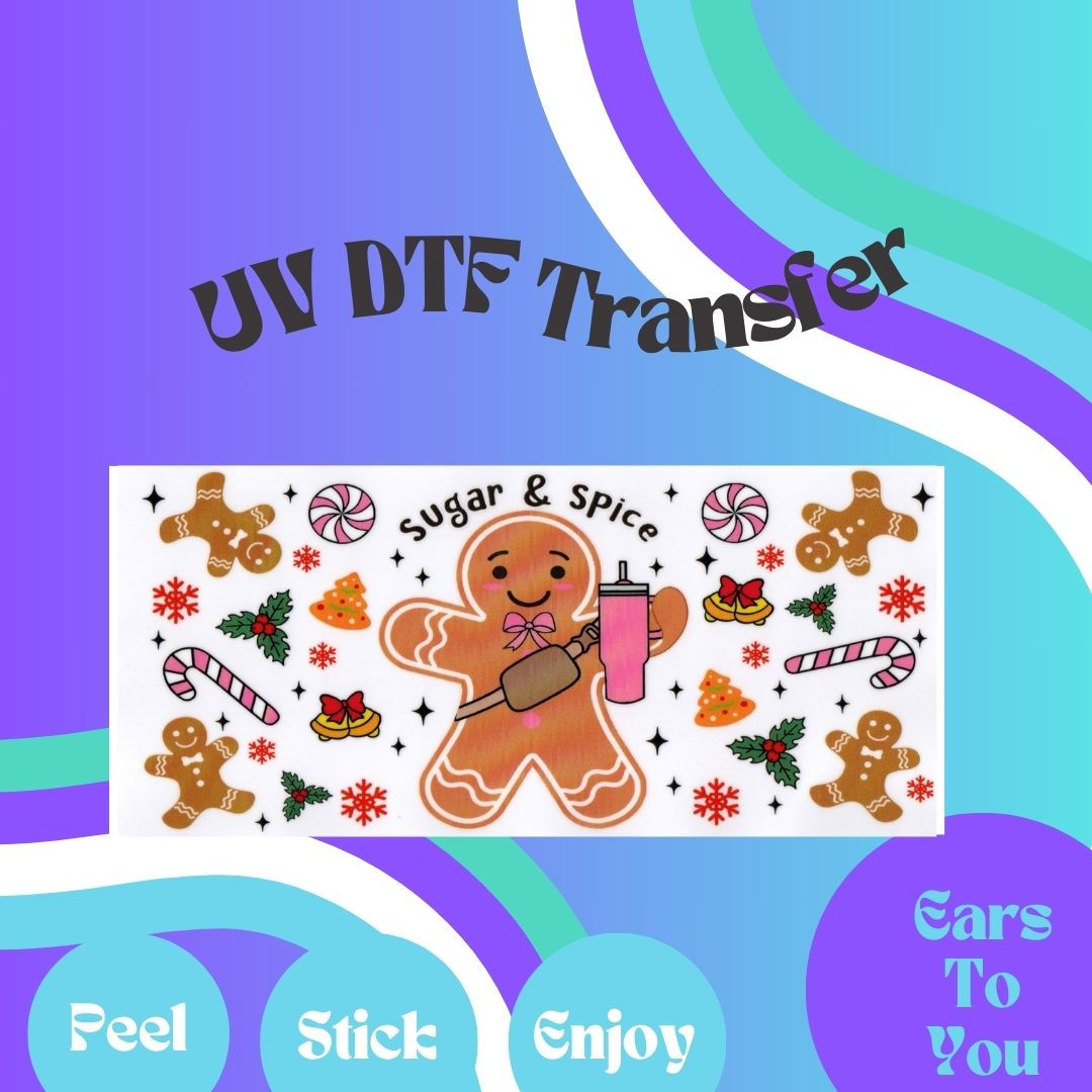 Ginger Bread Sugar and Spice 16oz UV DTF Transfer