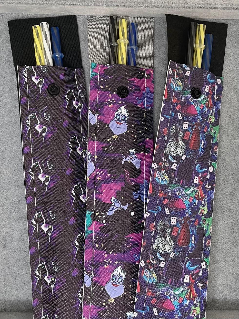 Villains leatherette reusable straw pouch