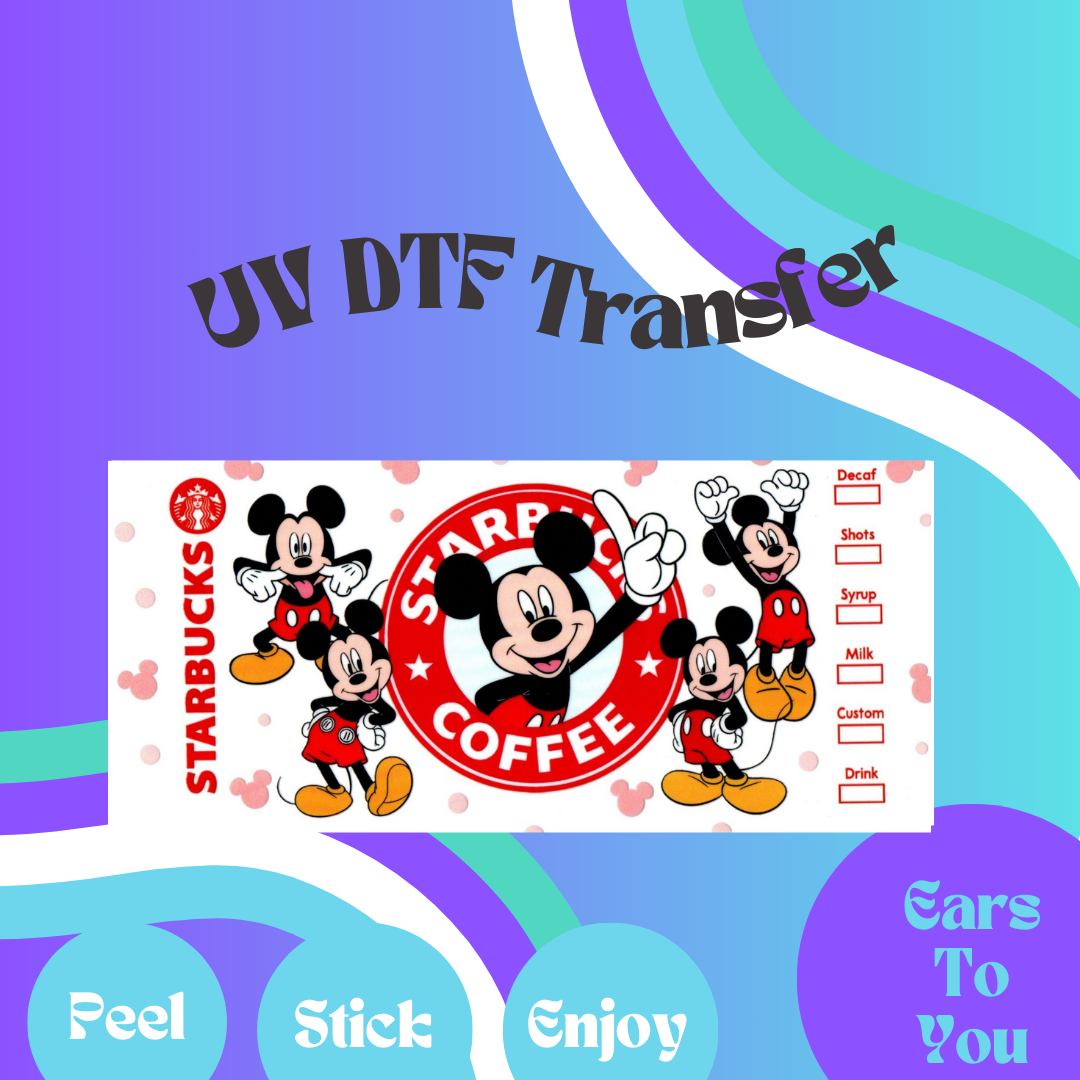 Starbucks Mickey Inc 16oz UV DTF Transfer