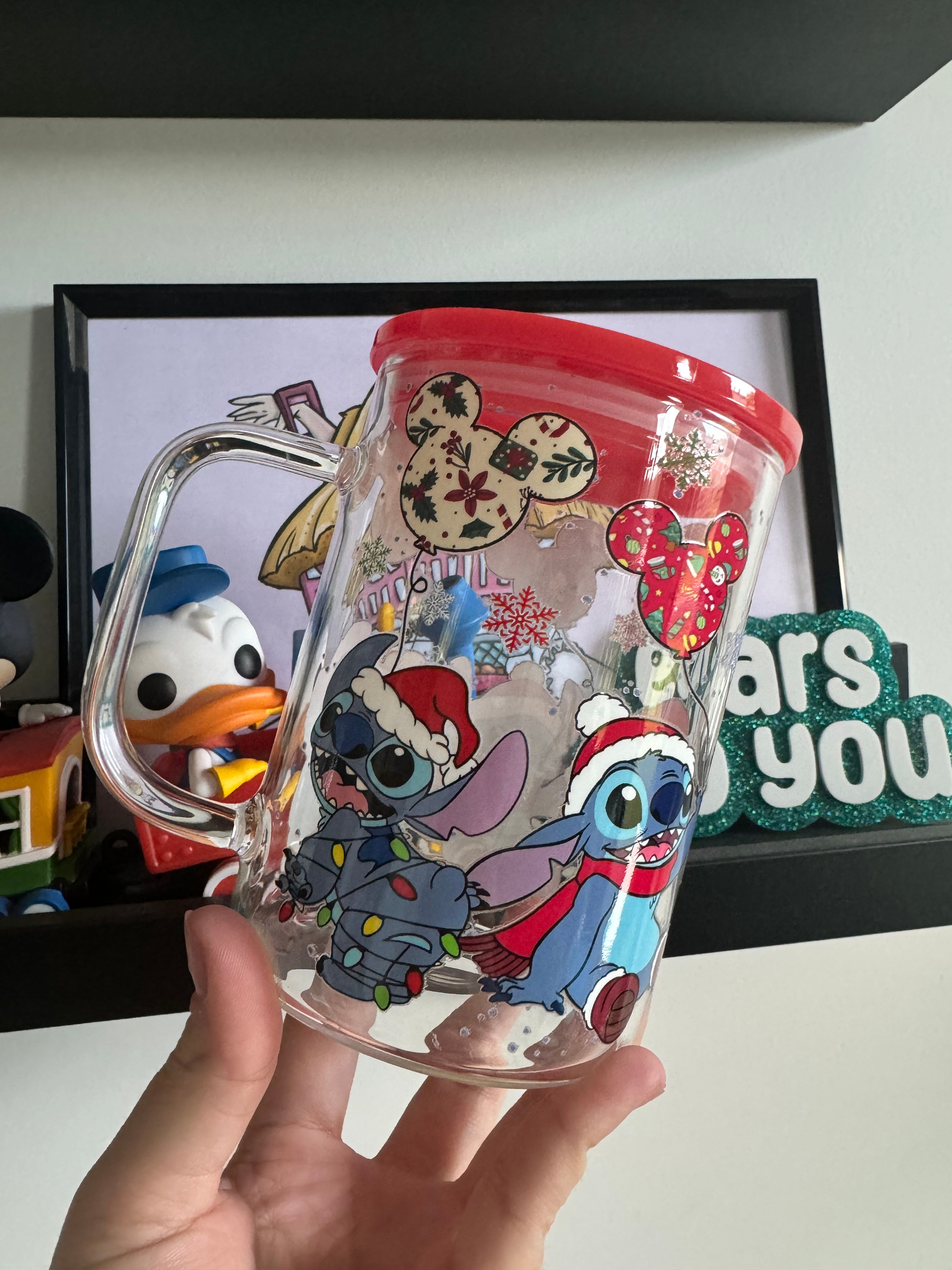 Christmas Stitch 17oz Glass Mug with UV DTF