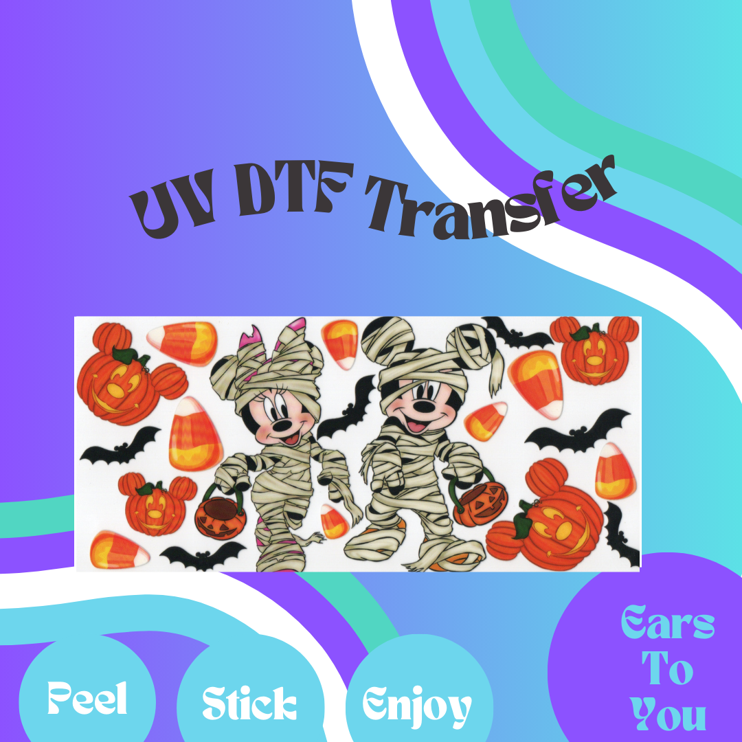Halloween Minnie and Mickey 16oz UV DTF Transfer