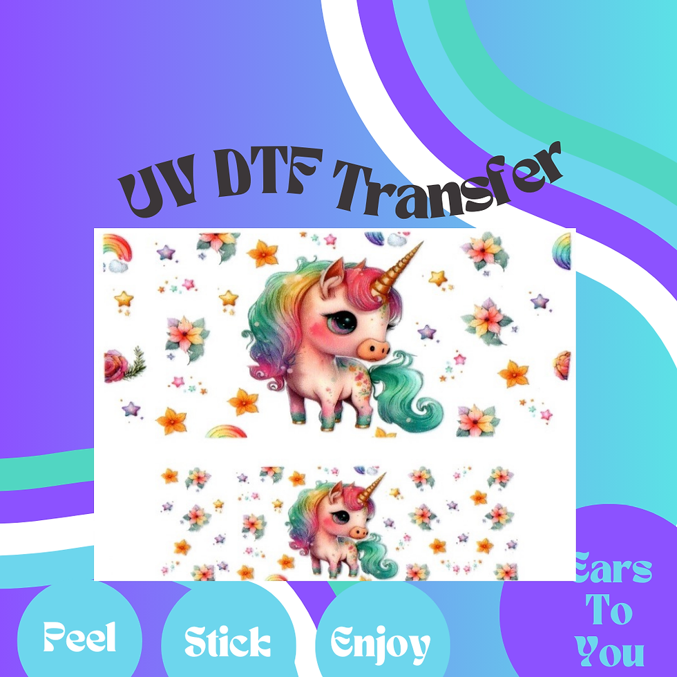 Unicorn Tumbler Keychain UV DTF Transfer