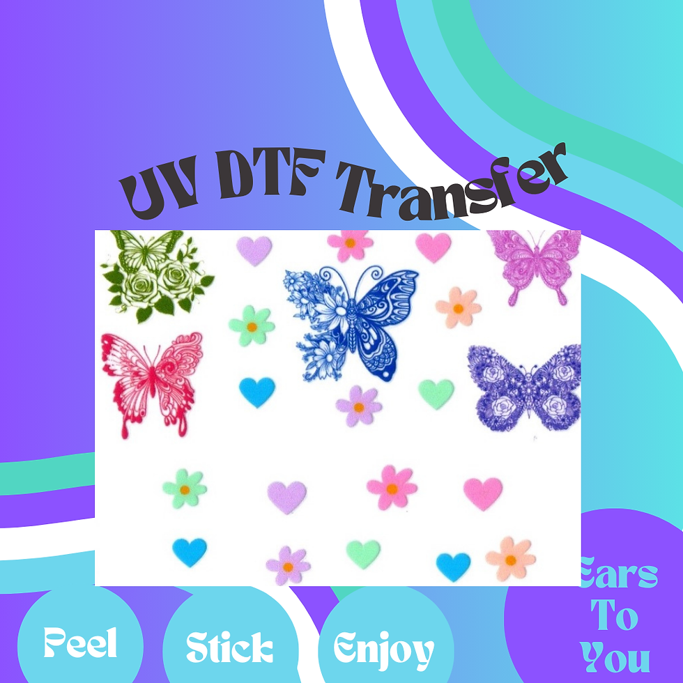 Butterfly Tumbler Keychain UV DTF Transfer