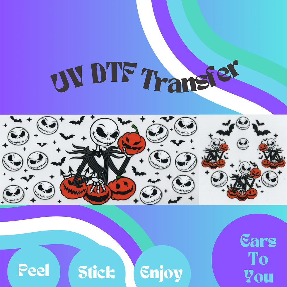 Jack Skellington 16oz with Lid UV DTF Transfer