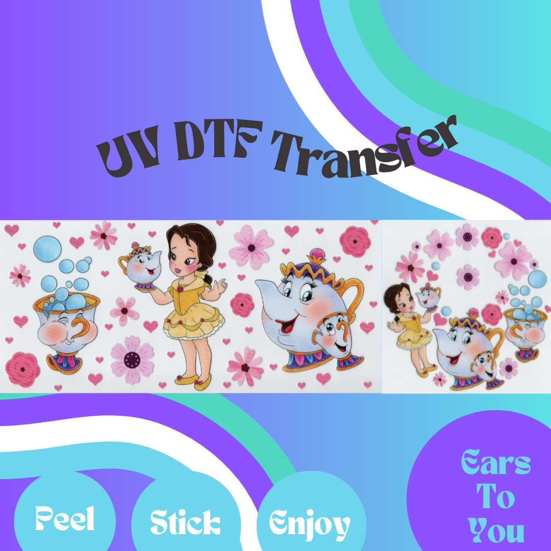 Baby Belle 16oz  with Lid UV DTF Transfer